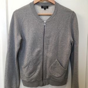 APC zip front french terry cardigan, sz M